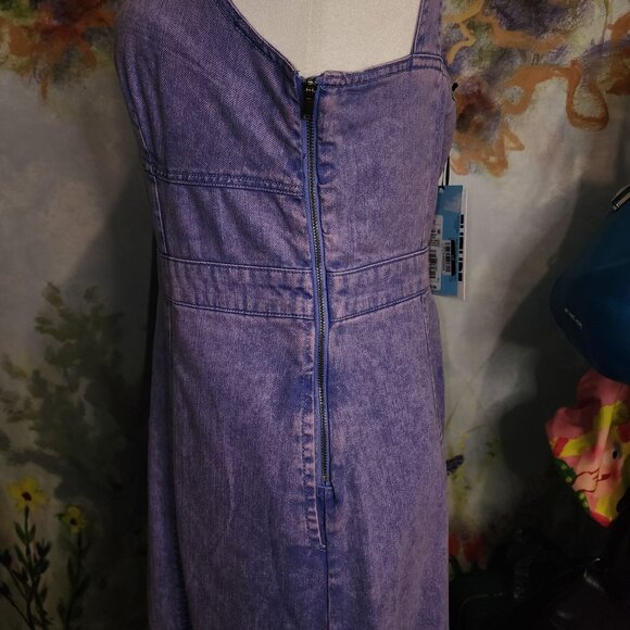 NWT Pink Washed Denim Corset Bust Midi Dress - Picture 7 of 9